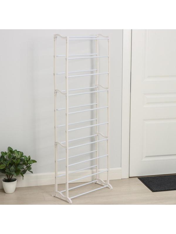 Обувница, 10 ярусов, 50×24,5×140 см, цвет белый