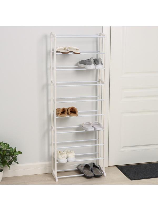 Обувница, 10 ярусов, 50×24,5×140 см, цвет белый