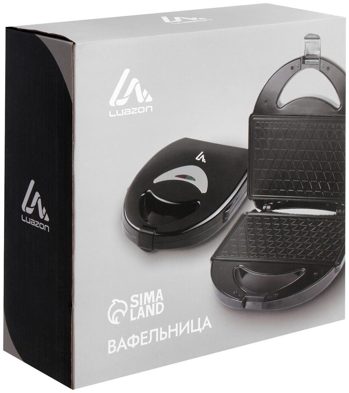 Электровафельница Luazon LT-07, 750 Вт, тонкие вафли, антипригарное покрытие, черная