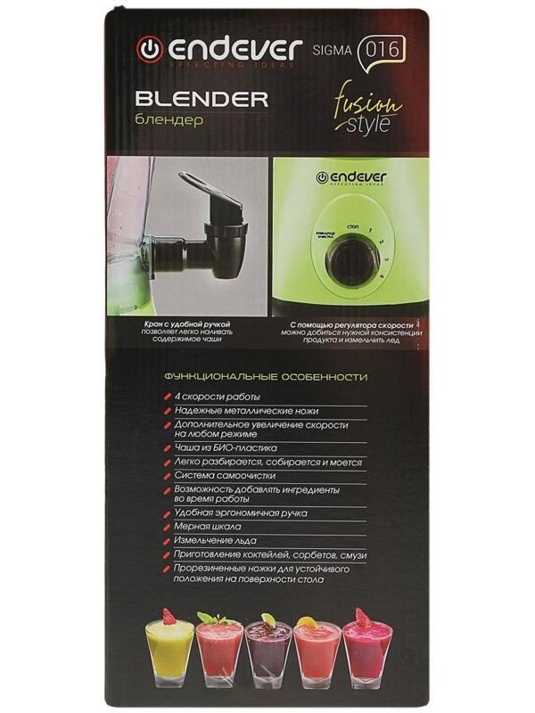 Блендер Endever Sigma-016, стационарный, 800 Вт, 1.5 л, 4 скорости, зеленый