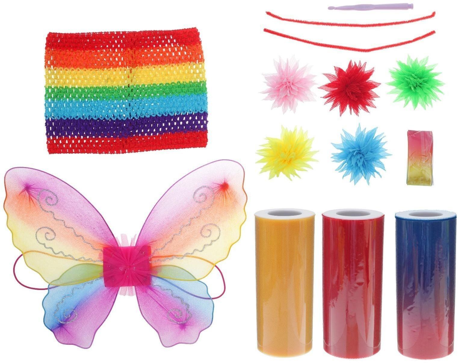 Карнавальный костюм «Бабочка радужная», сделай сам, корсет, ленты, брошки, аксессуары