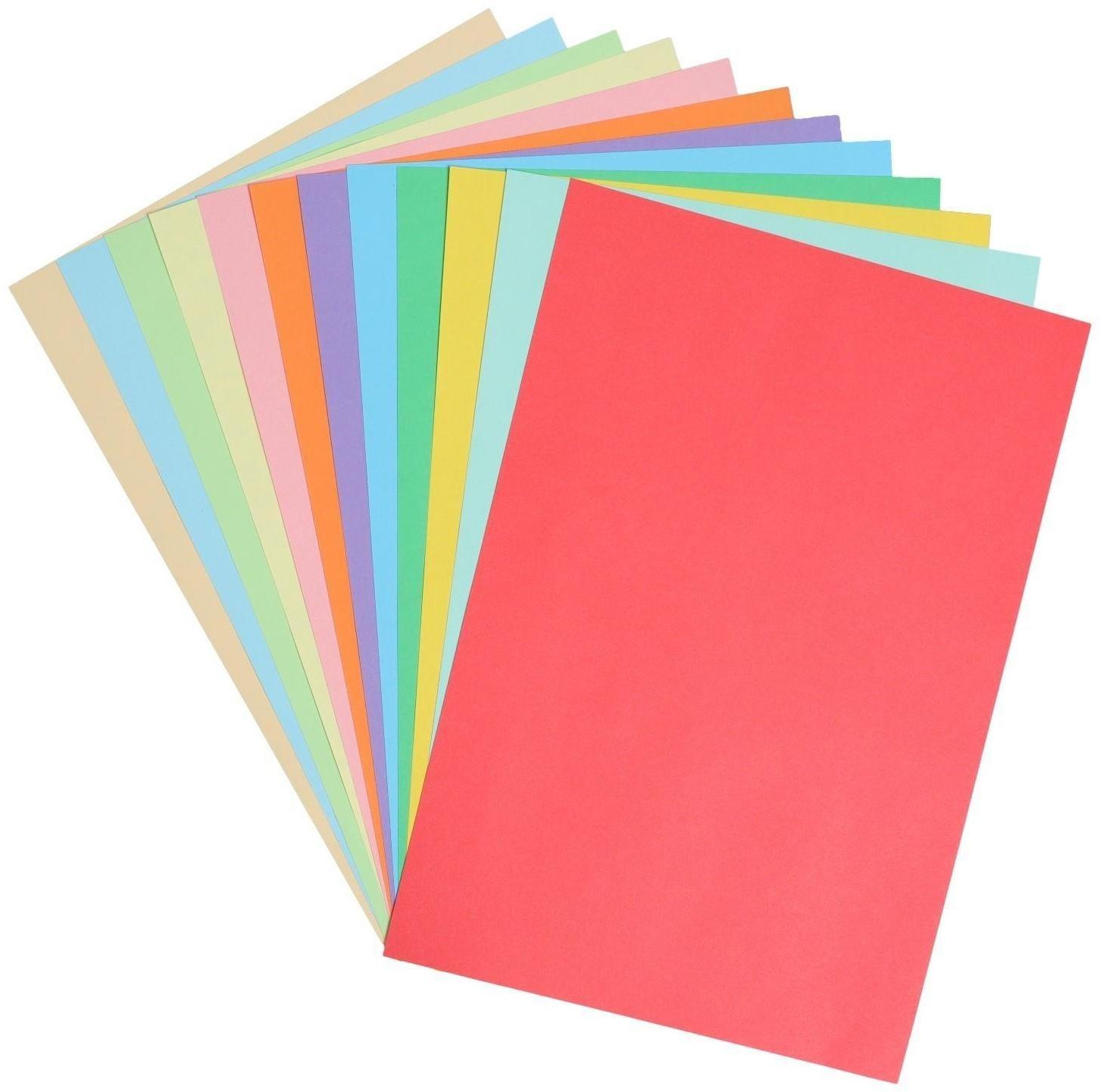 Бумага цветная А4, 12 листов, 12 цветов Calligrata, тонированная в массе, 80 г/м²