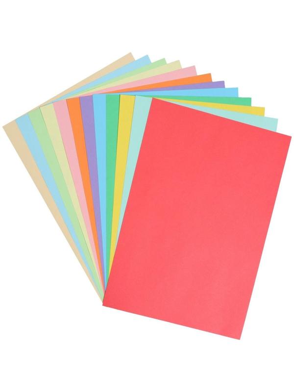 Бумага цветная А4, 12 листов, 12 цветов Calligrata, тонированная в массе, 80 г/м²