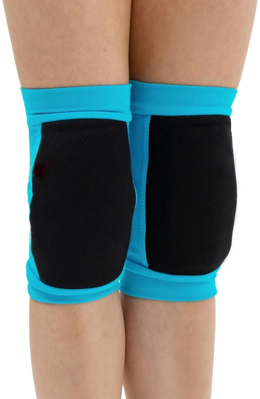 Наколенники для гимнастики и танцев с уплотнителем, размер S (7-10 лет), цвет бирюза/чёрный