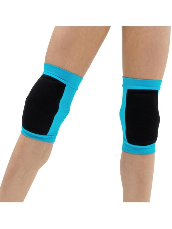 Наколенники для гимнастики и танцев с уплотнителем, размер S (7-10 лет), цвет бирюза/чёрный