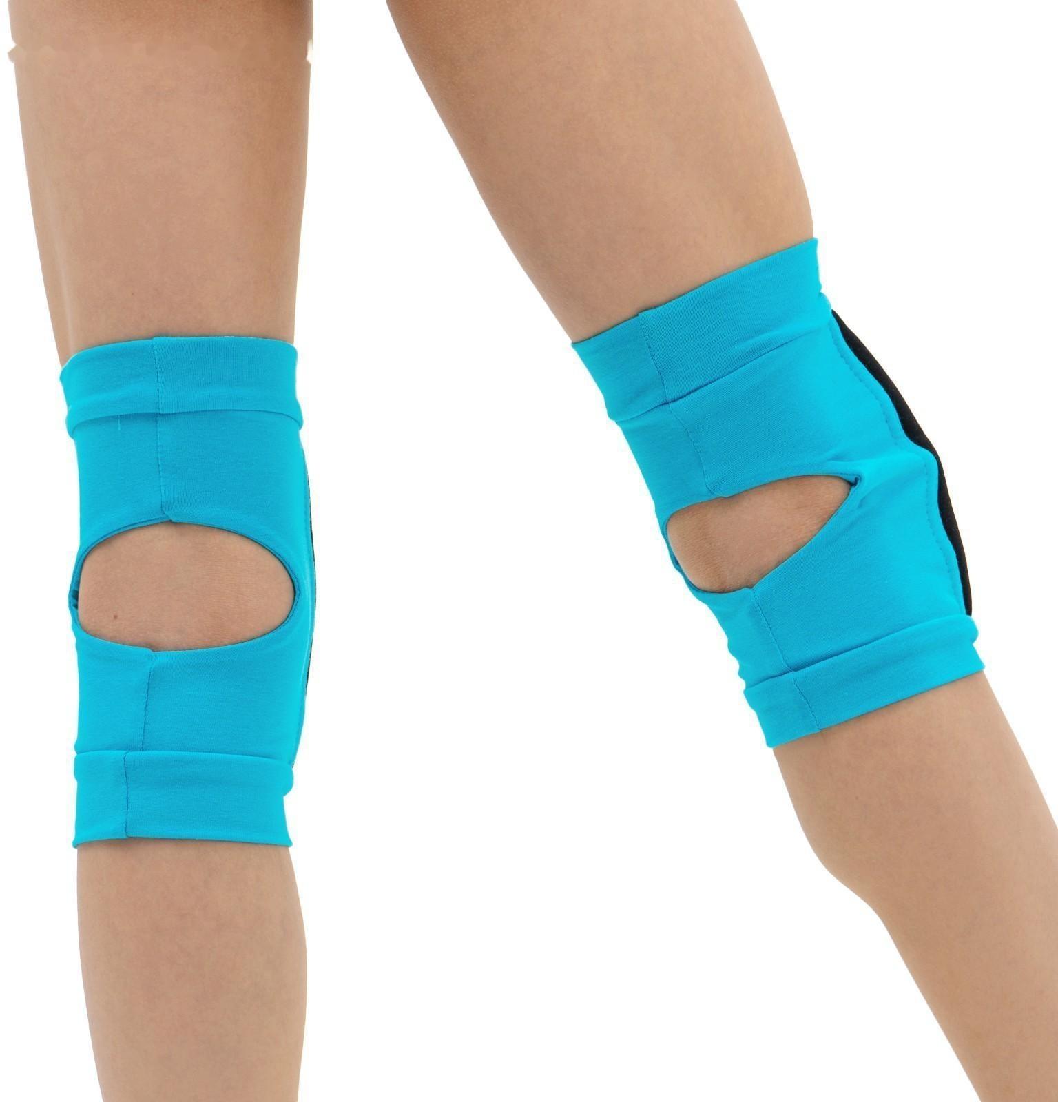 Наколенники для гимнастики и танцев с уплотнителем, размер XS (4-7 лет), цвет бирюза/чёрный