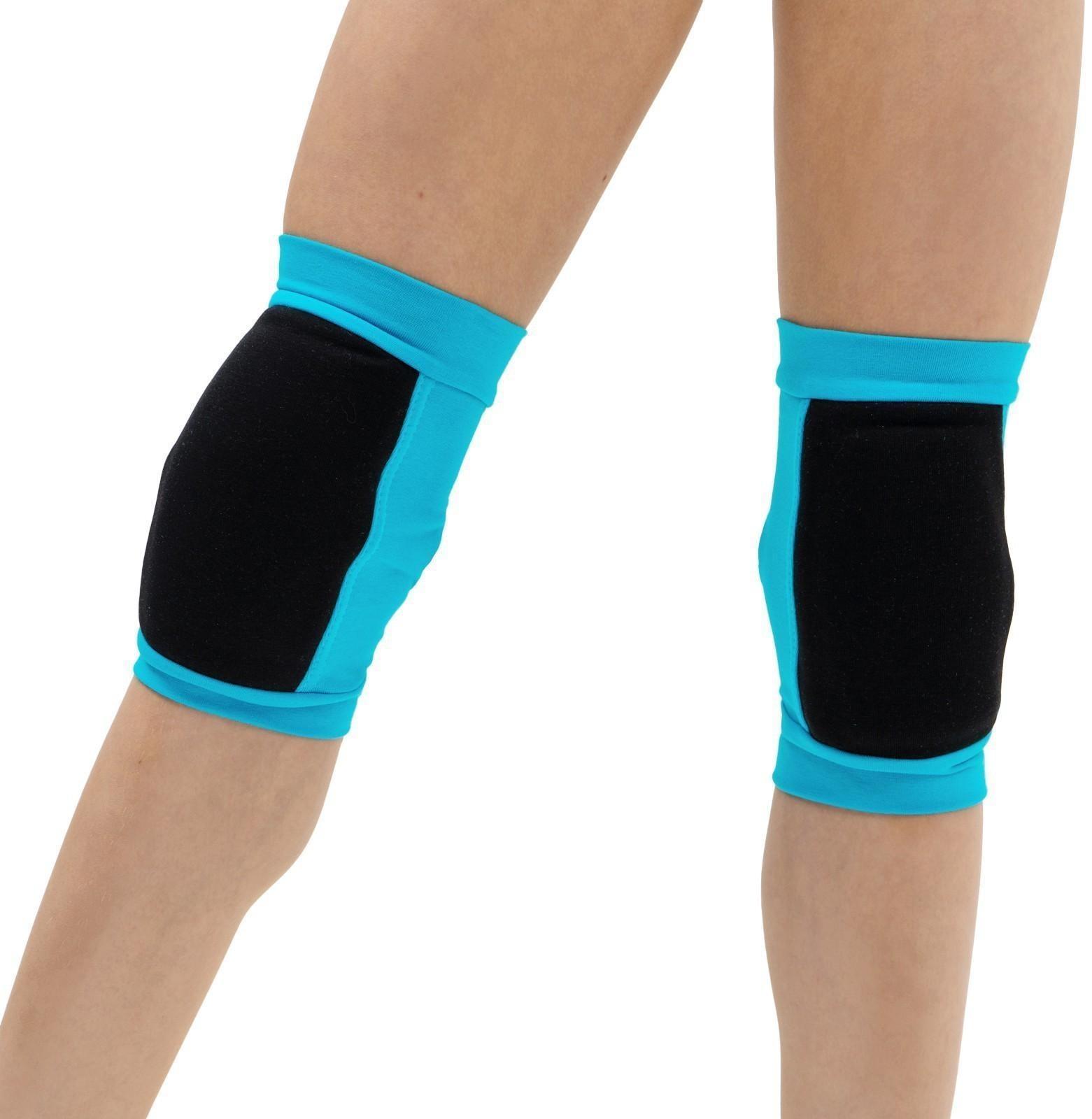 Наколенники для гимнастики и танцев с уплотнителем, размер XS (4-7 лет), цвет бирюза/чёрный