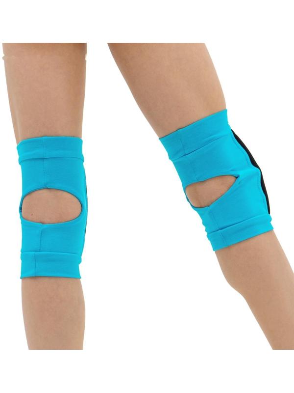 Наколенники для гимнастики и танцев с уплотнителем, размер XS (4-7 лет), цвет бирюза/чёрный