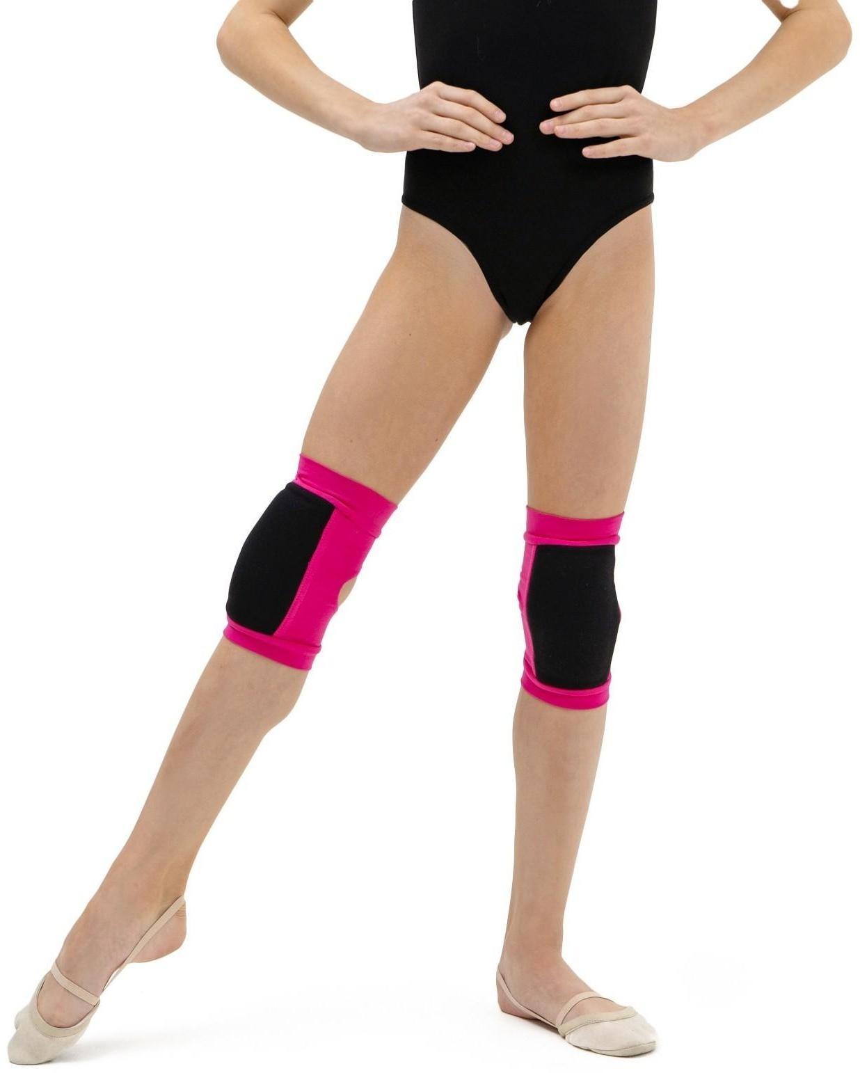 Наколенники для гимнастики и танцев (с уплотненной чашкой), размер XXS (3-5 лет), цвет фуксия/чёрный