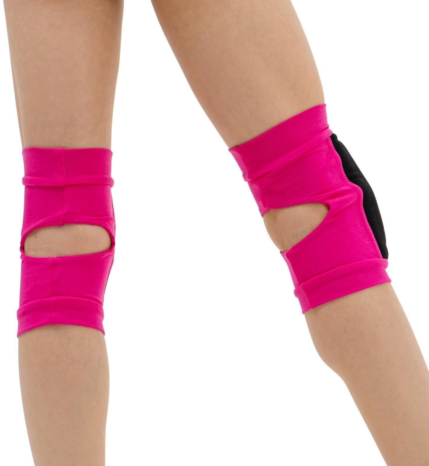 Наколенники для гимнастики и танцев (с уплотненной чашкой), размер XXS (3-5 лет), цвет фуксия/чёрный