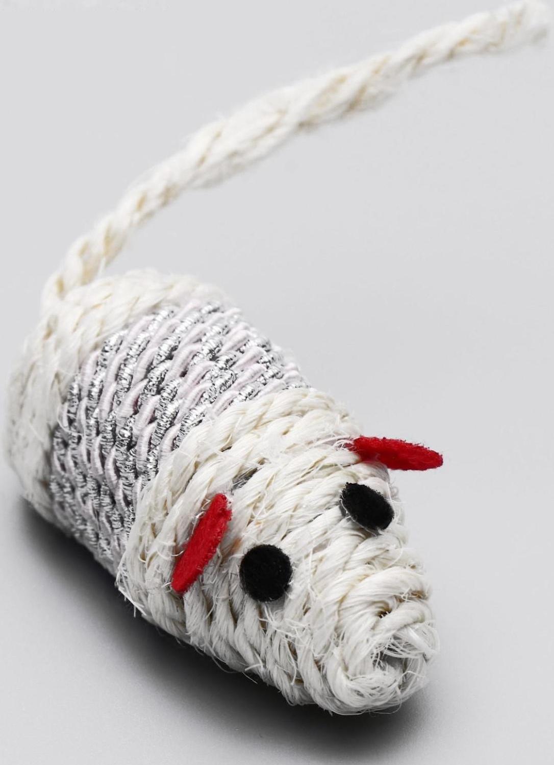 Набор витых игрушек для кошек: мышь 7 см и шарик 4 см, сизаль, микс цветов