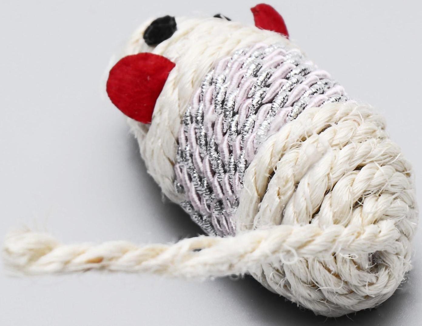 Набор витых игрушек для кошек: мышь 7 см и шарик 4 см, сизаль, микс цветов