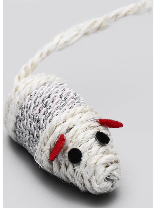 Набор витых игрушек для кошек: мышь 7 см и шарик 4 см, сизаль, микс цветов