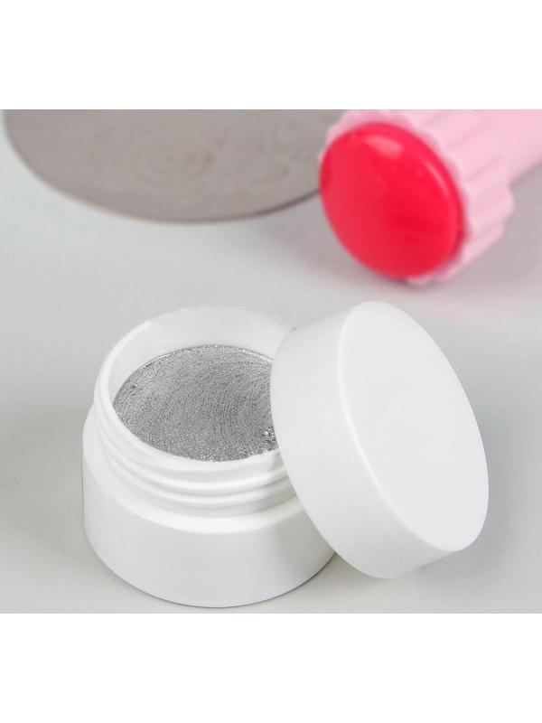 Гель-лак для стемпинга, 3-х фазный, LED/UV, 5 мл, цвет серебристый