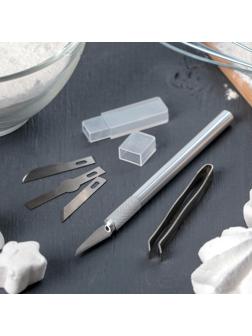 Набор инструментов для украшения кондитерских изделий: держатель, 4 насадки, щипцы