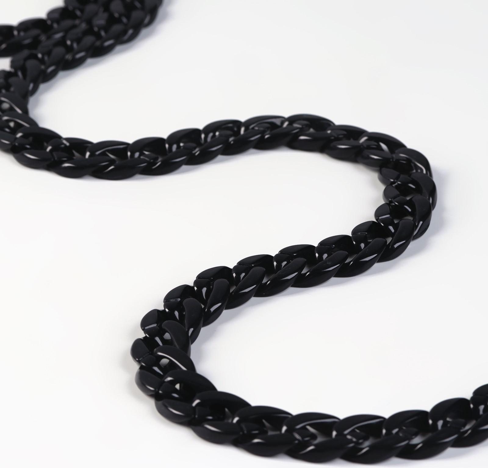 Цепочка для сумки, пластиковая, 17 × 23 мм, 120 см, цвет чёрный