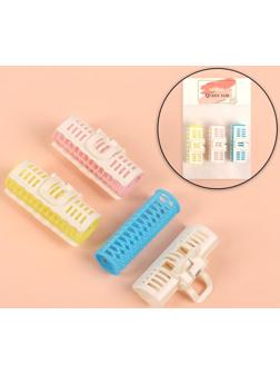 Бигуди с крабом, d = 2,5 см, 7 см, 3 шт, цвет МИКС