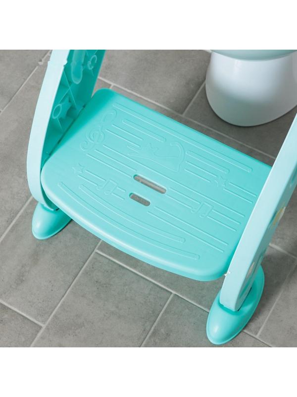 Детская накладка - сиденье на унитаз, мягкое, со ступенькой, цвет бирюзовый