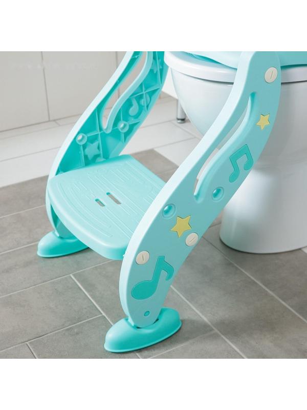 Детская накладка - сиденье на унитаз, мягкое, со ступенькой, цвет бирюзовый