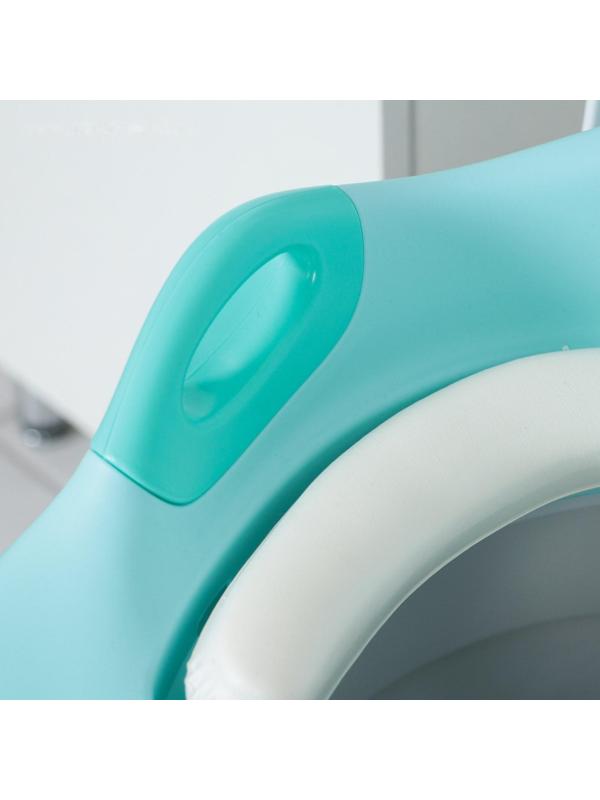 Детская накладка - сиденье на унитаз, мягкое, со ступенькой, цвет бирюзовый