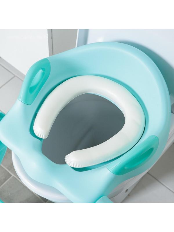 Детская накладка - сиденье на унитаз, мягкое, со ступенькой, цвет бирюзовый