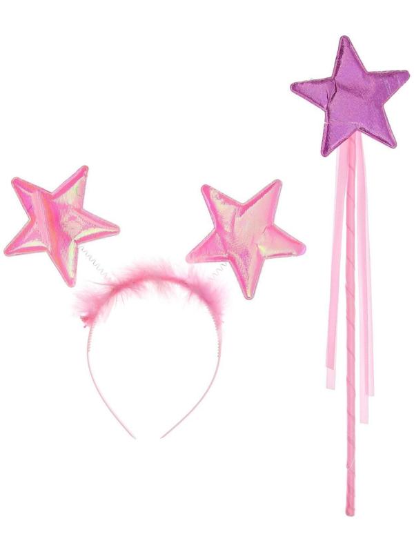 Карнавальный набор «Звёздочка», ободок, жезл, цвет розовый