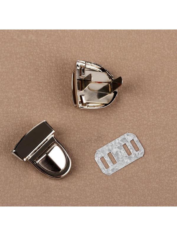 Застёжка для сумки, 3 × 2 см, цвет серебряный