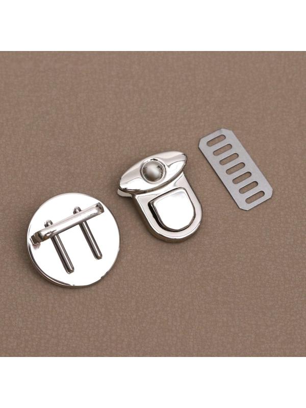 Застёжка для сумки, 3 × 3 см, цвет серебряный