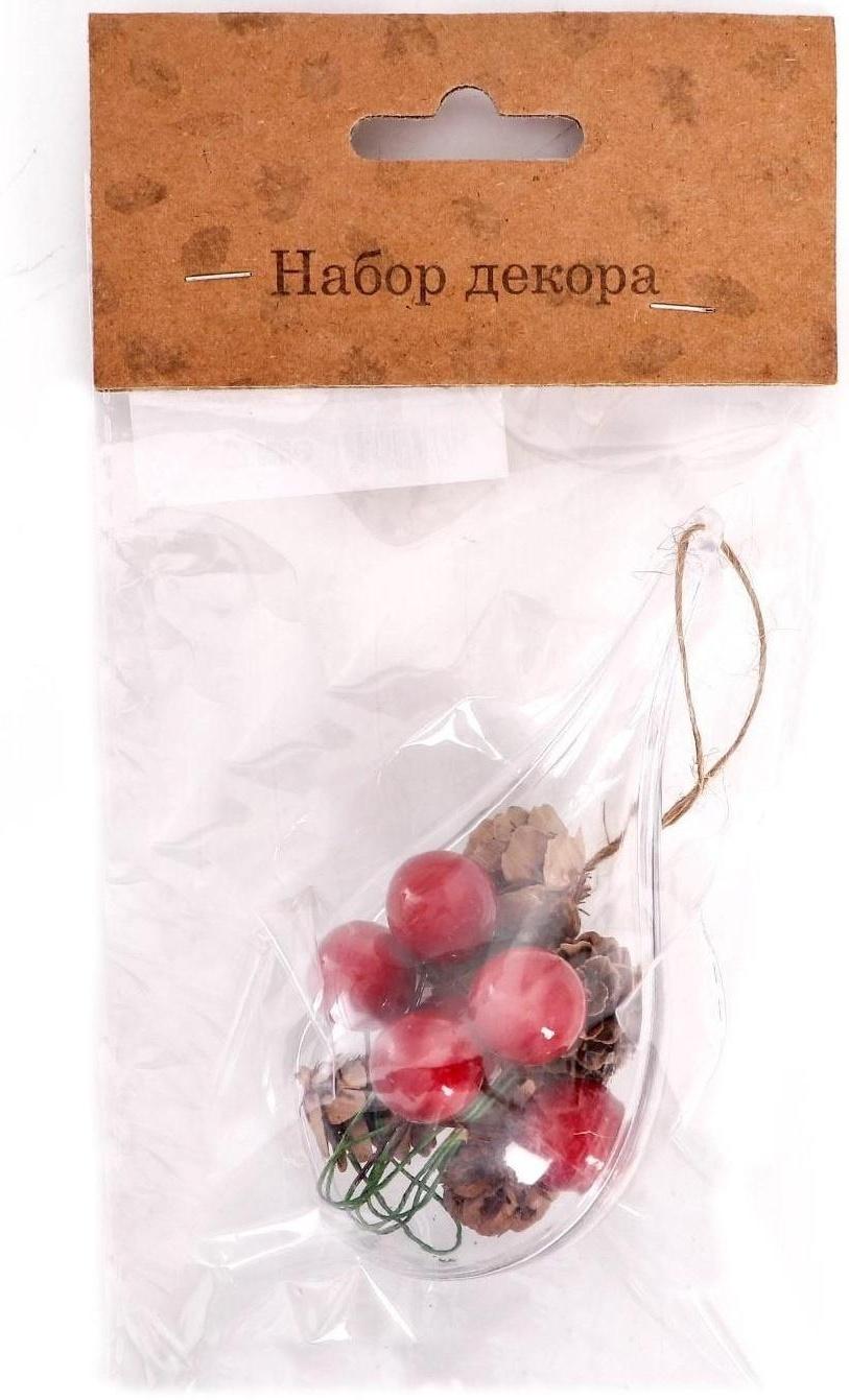 Новогодняя подвеска с природным декором «Капля с шишками»