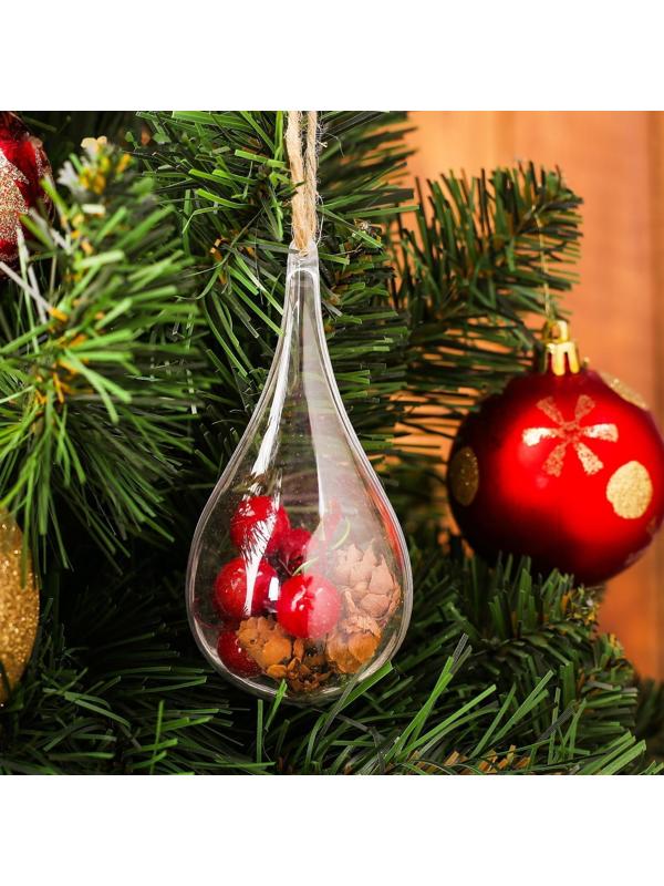 Новогодняя подвеска с природным декором «Капля с шишками»