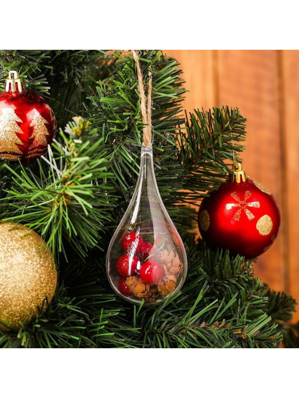 Новогодняя подвеска с природным декором «Капля с шишками»