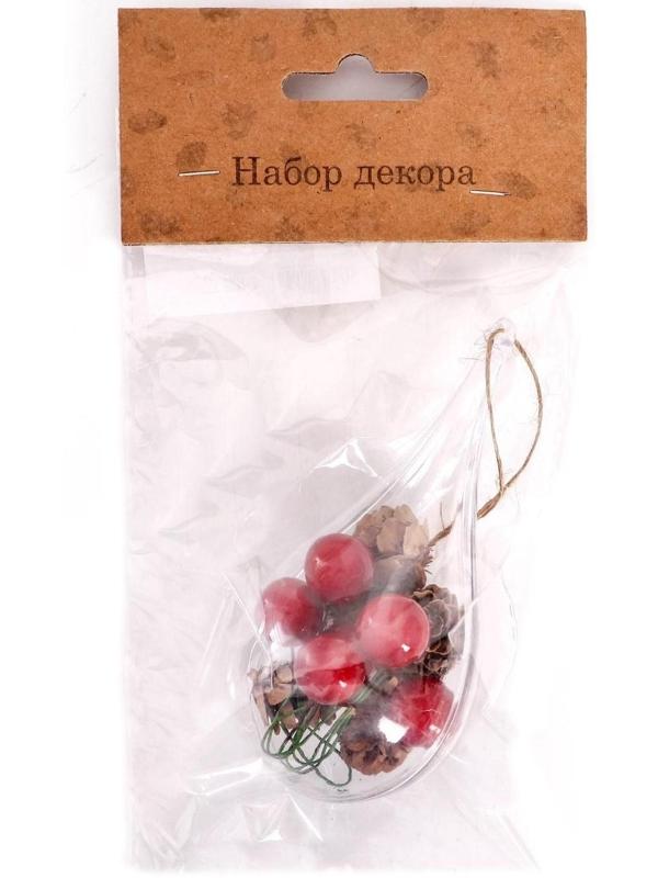 Новогодняя подвеска с природным декором «Капля с шишками»