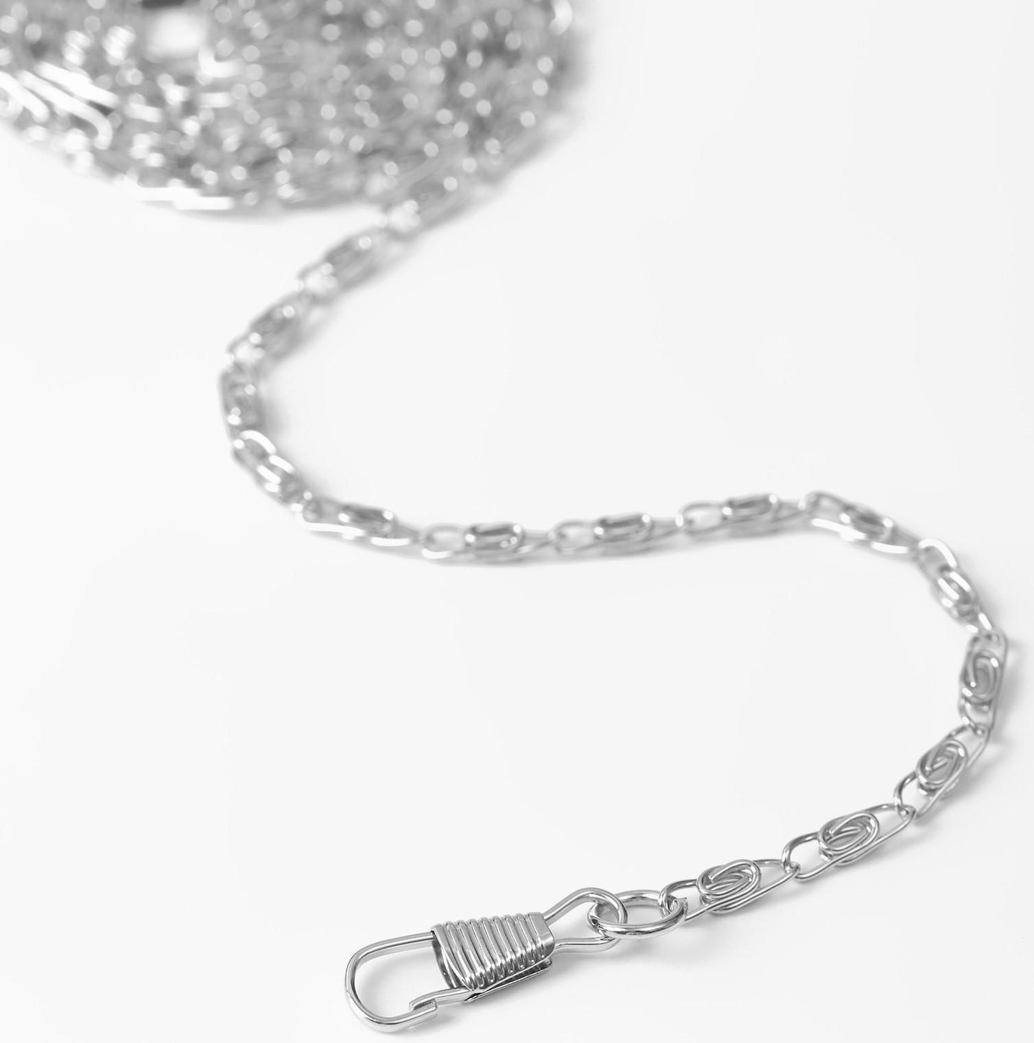 Цепочка для сумки, с карабинами, алюминиевая, 4 × 13 мм, 120 см, цвет серебряный