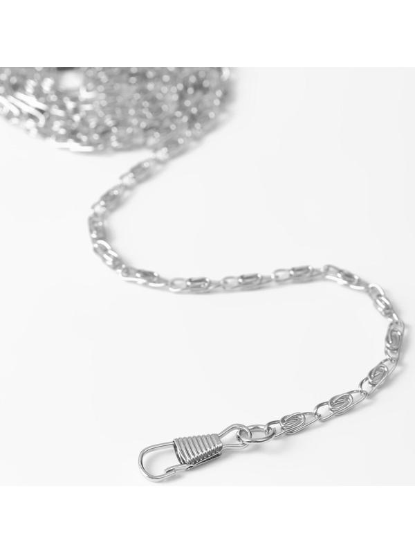 Цепочка для сумки, с карабинами, алюминиевая, 4 × 13 мм, 120 см, цвет серебряный
