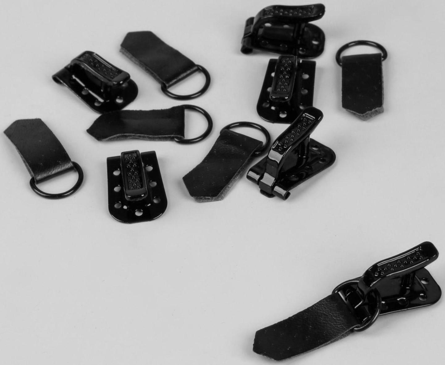 Крючки пришивные, металлические, для верхней одежды, 5 × 1,5 см, 6 шт, цвет чёрный