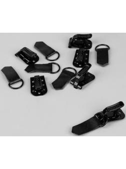 Крючки пришивные, металлические, для верхней одежды, 5 × 1,5 см, 6 шт, цвет чёрный