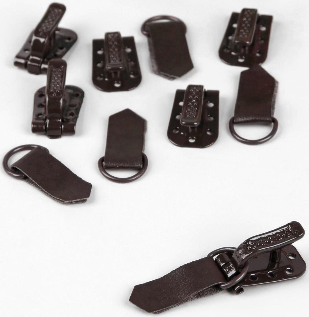 Крючки пришивные, металлические, для верхней одежды, 5 × 1,5 см, 6 шт, цвет коричневый