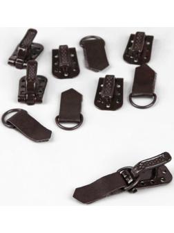 Крючки пришивные, металлические, для верхней одежды, 5 × 1,5 см, 6 шт, цвет коричневый