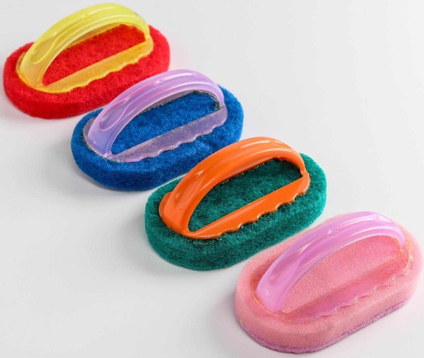 Щётка абразивная с ручкой Доляна, 15×8 см, цвет МИКС