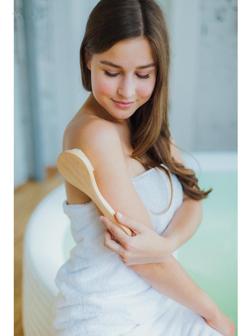 Щётка массажная для тела, с ручкой, натуральная щетина