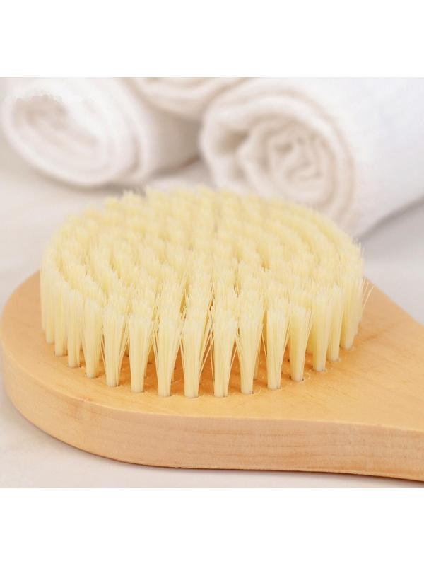 Щётка массажная для тела, с ручкой, натуральная щетина