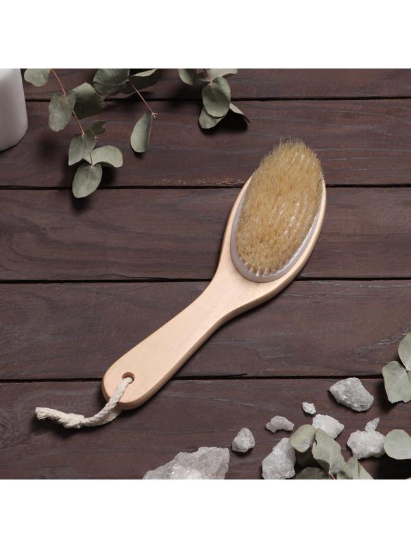 Щётка массажная для тела, с ручкой, натуральная щетина