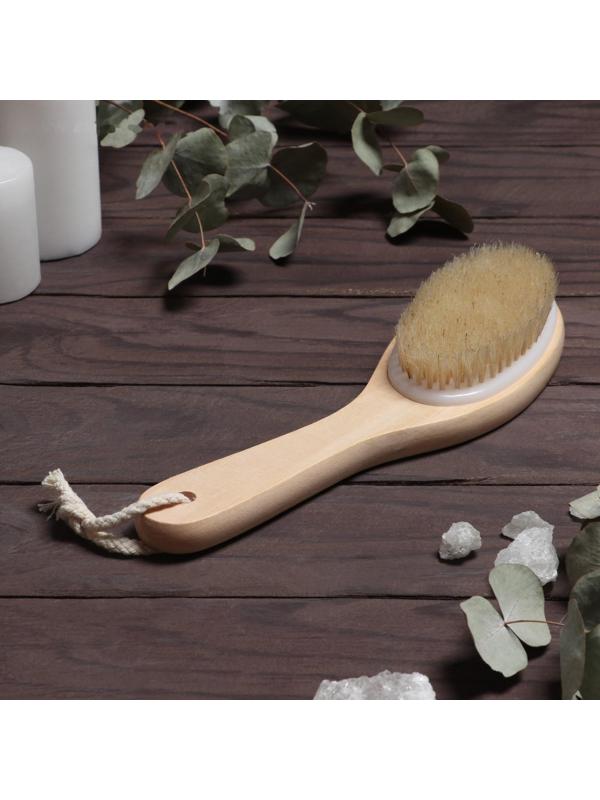 Щётка массажная для тела, с ручкой, натуральная щетина