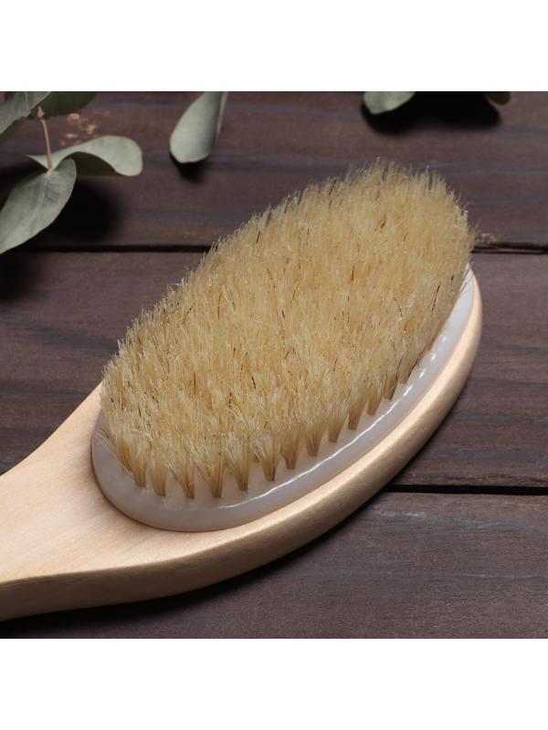 Щётка массажная для тела, с ручкой, натуральная щетина