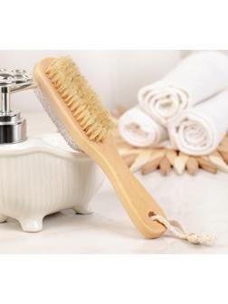 Щётка-пемза для тела с ручкой Доляна, натуральная щетина