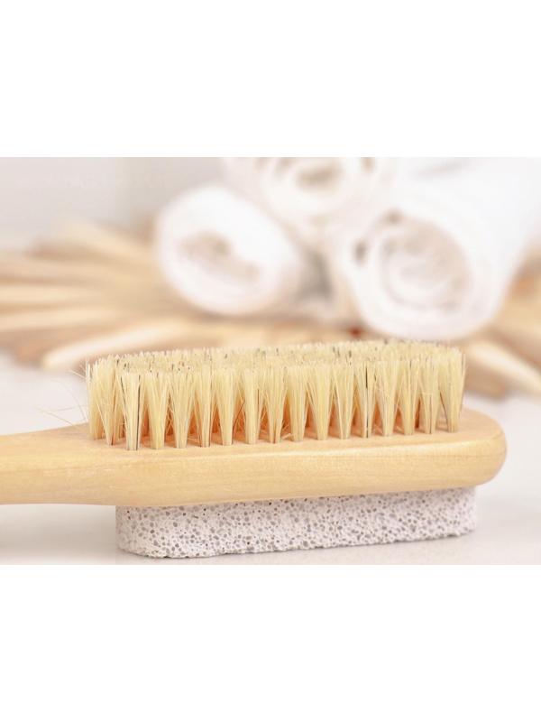 Щётка-пемза для тела с ручкой Доляна, натуральная щетина