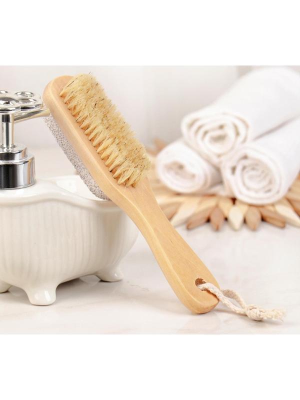 Щётка-пемза для тела с ручкой Доляна, натуральная щетина