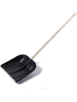 Лопата пластиковая, ковш 410 × 415 мм, с металлической планкой, деревянный черенок, с ручкой