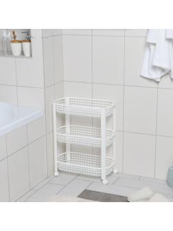 Этажерка напольная 3-х секционная, на колёсиках, цвет белый