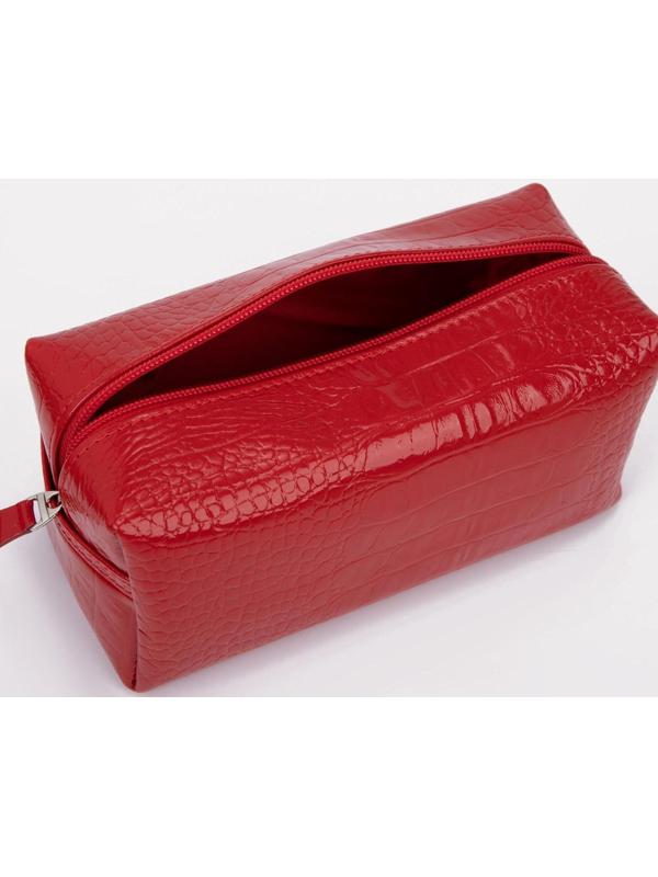 Косметичка на молнии, цвет алый кайман